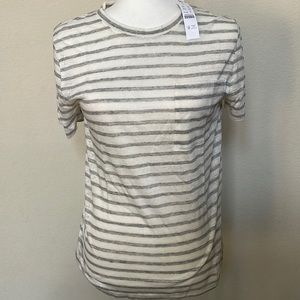 J Crew Linen Striped Tee with Pocket NWT!
